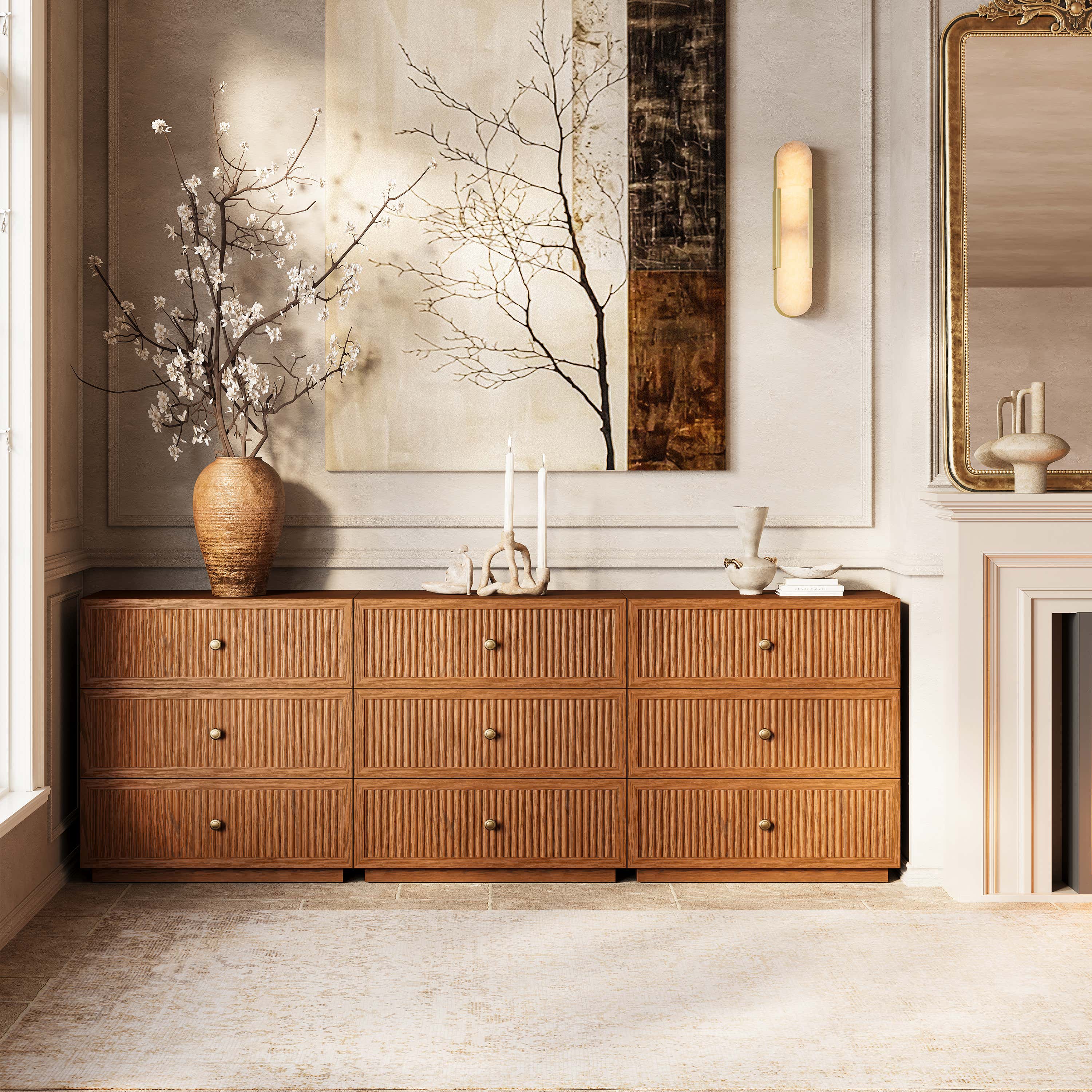 Avery Oak Drawer 90"W(Set of 3)