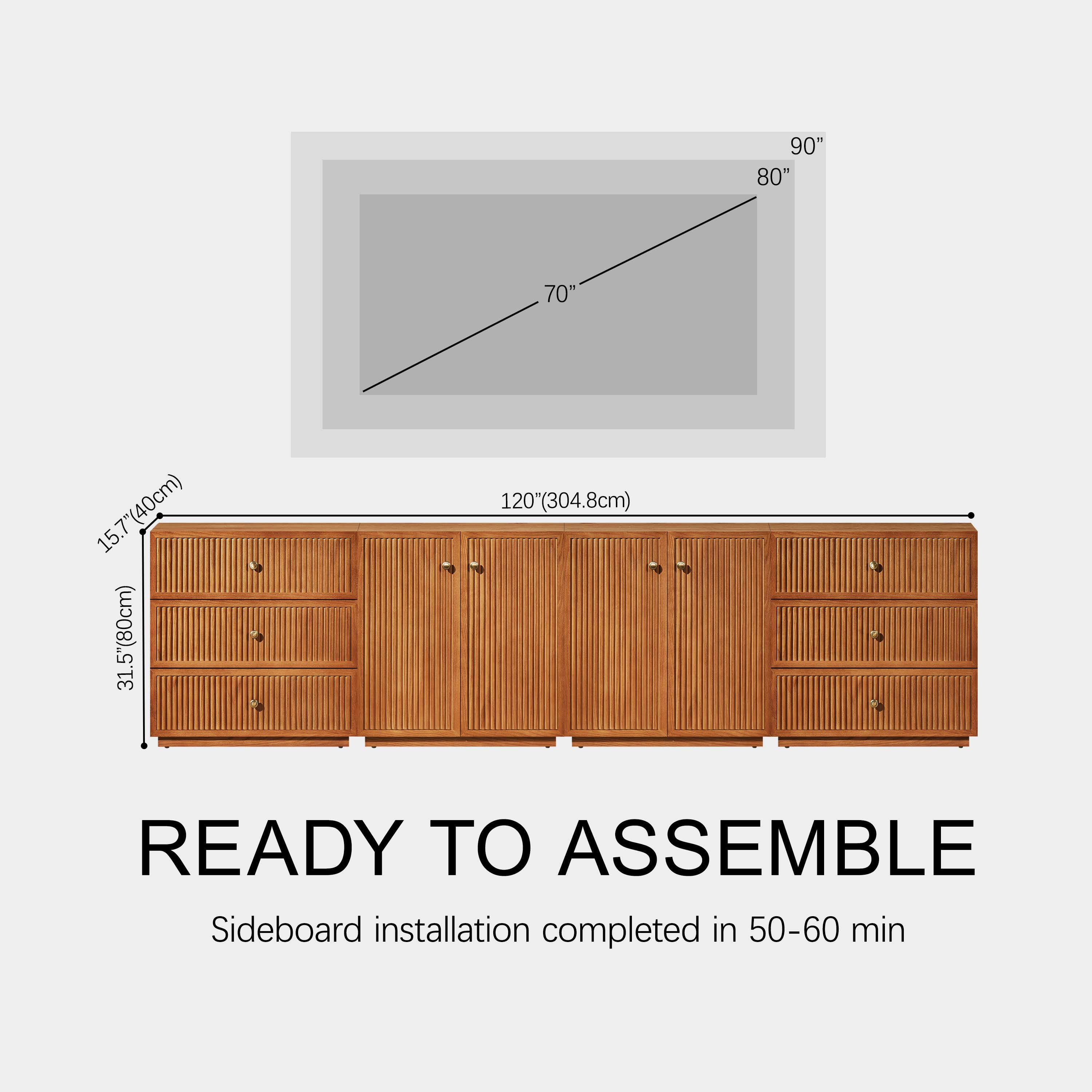 Avery Oak Modular Media Console 120"W