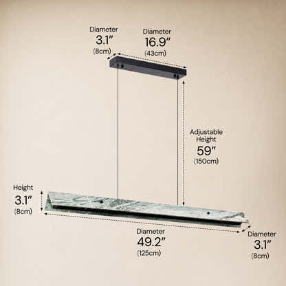 Pietra Green Marble Linear Chandelier 31.4"D