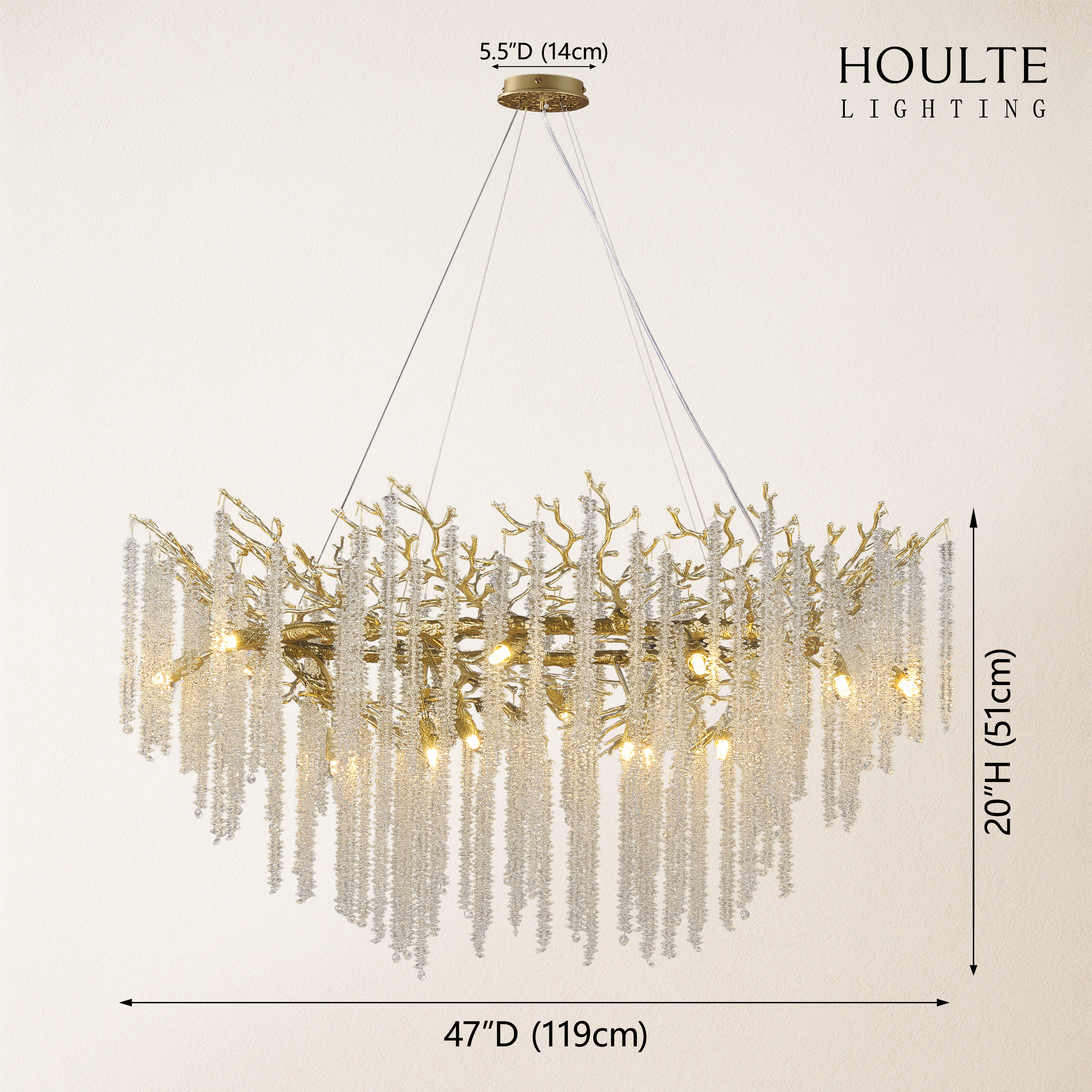 Snow Tree Branch Chandelier 47''D