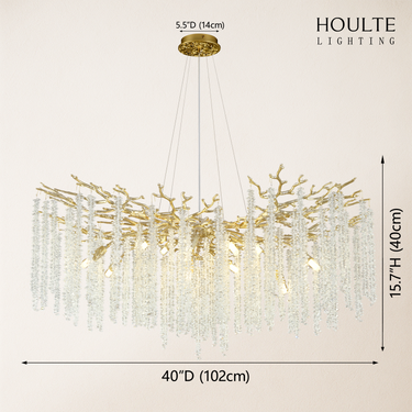 Snow Tree Branch Crystal Chandelier 40"D