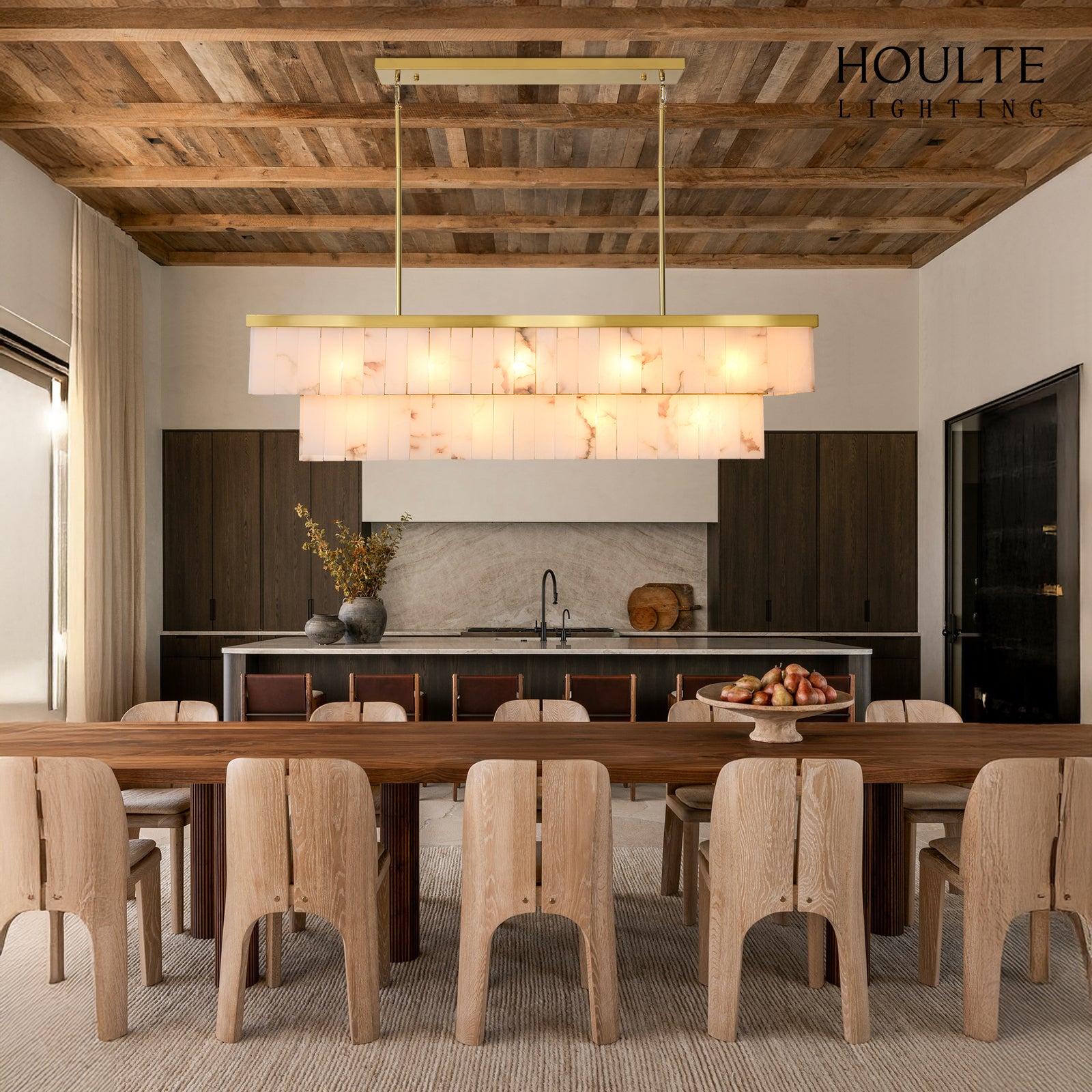 Solmare Alabaster Rectangular Chandelier 54"