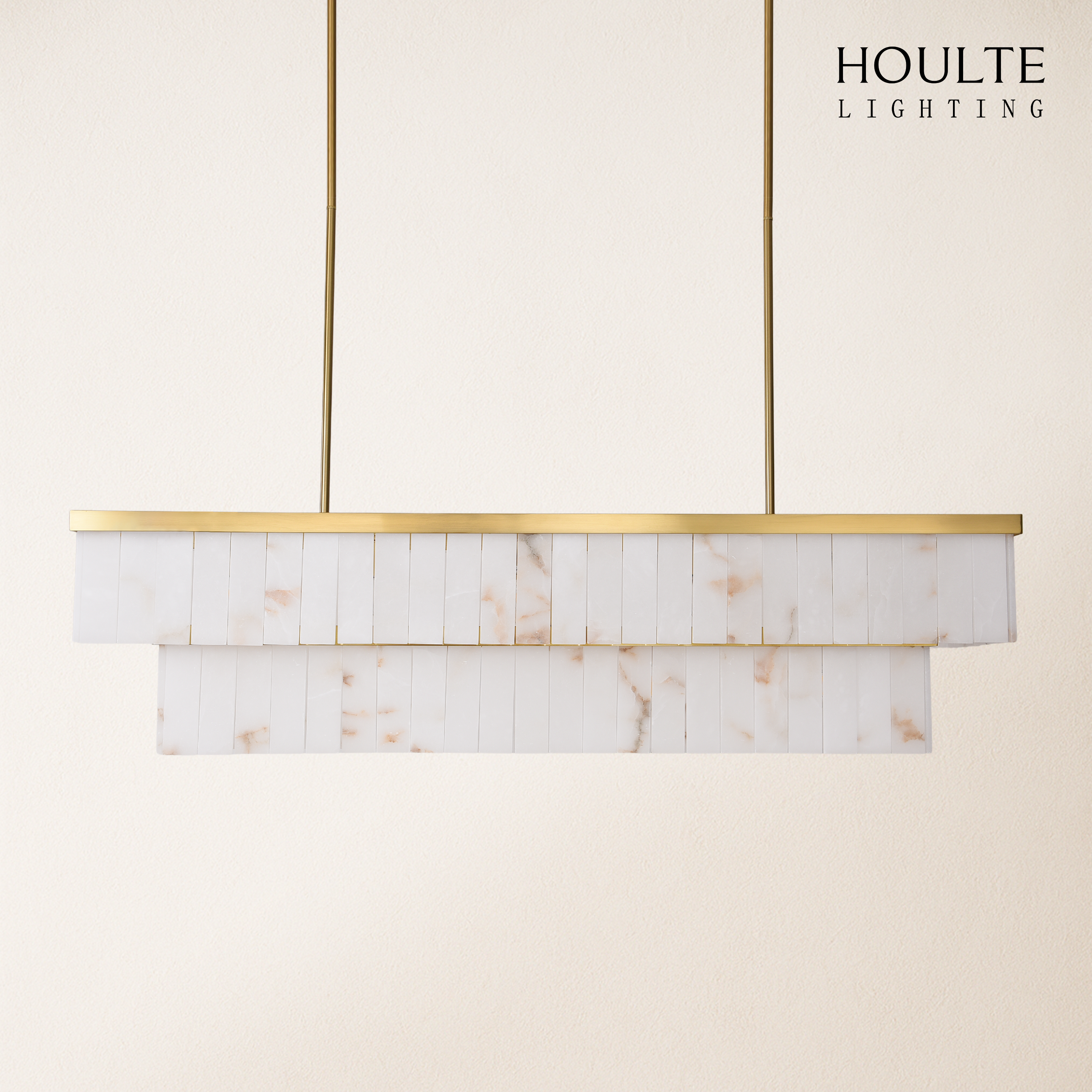 Solmare Alabaster Rectangular Chandelier 54"