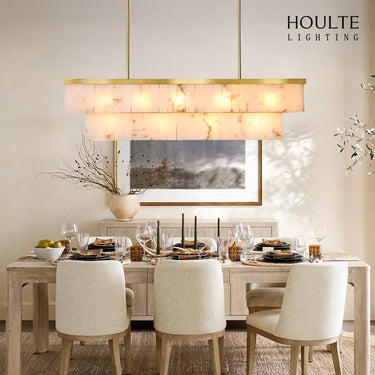 Solmare Alabaster Rectangular Chandelier 54"