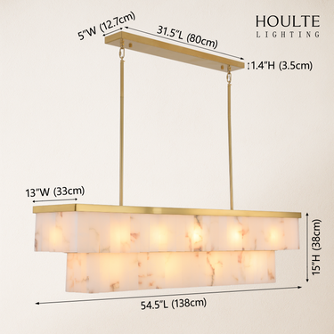 Solmare Alabaster Rectangular Chandelier 54"