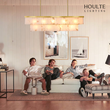 Solmare Alabaster Rectangular Chandelier 54"