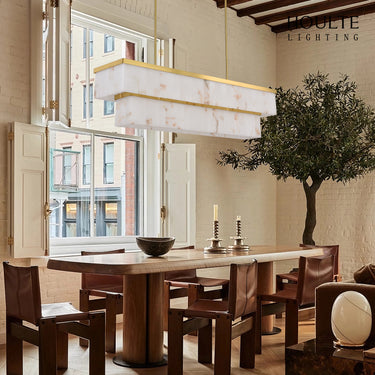 Solmare Alabaster Rectangular Chandelier 54"