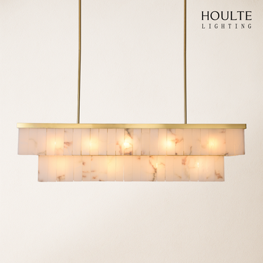 Solmare Alabaster Rectangular Chandelier 54"