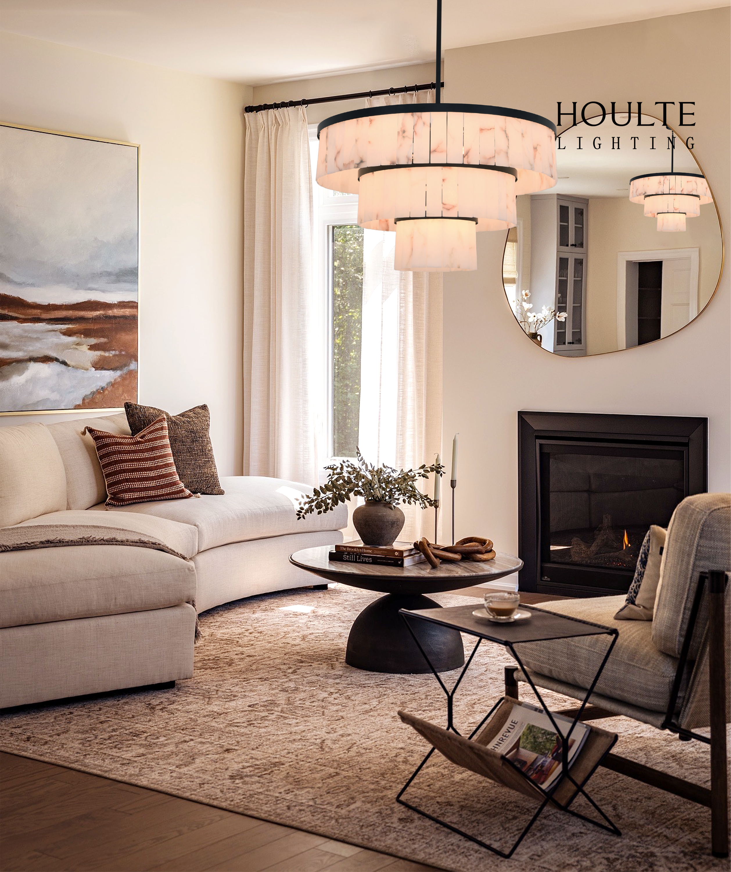 Solmare Alabaster Round Chandelier 34"