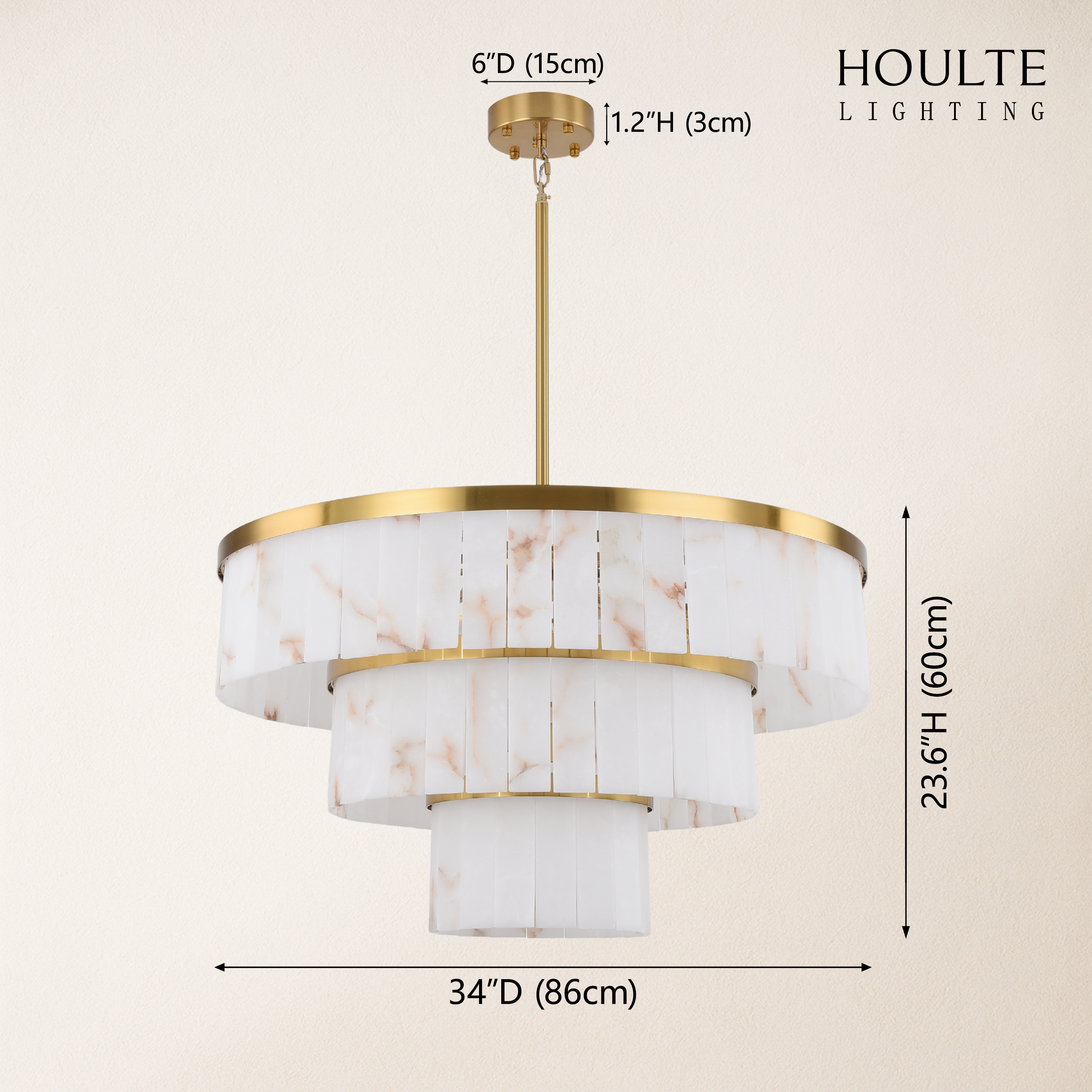 Solmare Alabaster Round Chandelier 34"