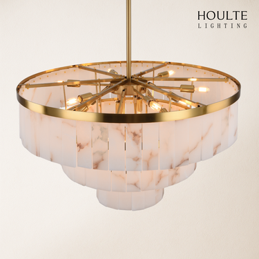Solmare Alabaster Round Chandelier 34"