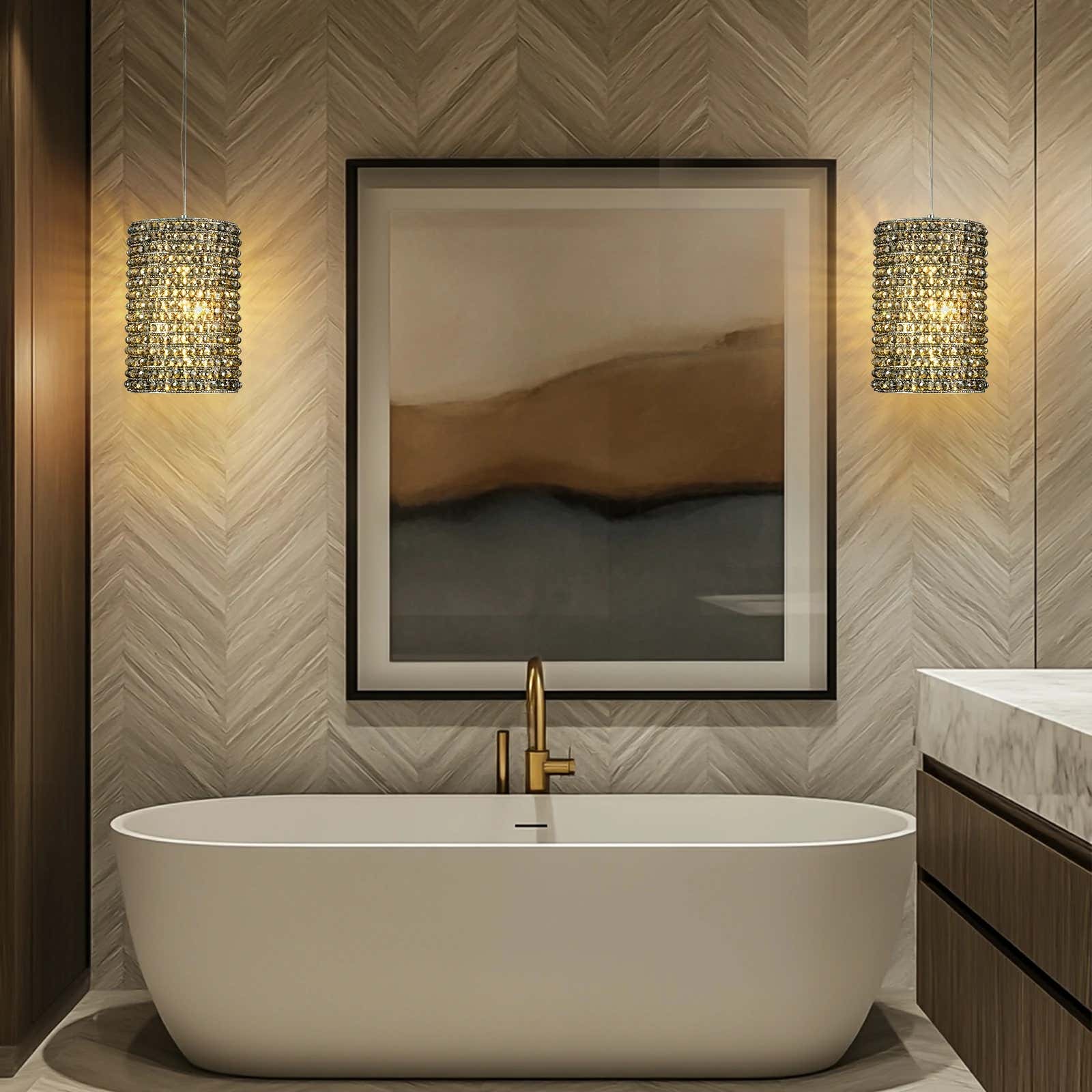 Stellar Beads Pendant Lights Smoke Clear 12"