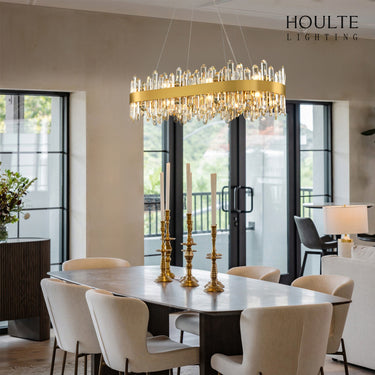 Stellara Crystal Strip Oval Halo Chandelier 36"