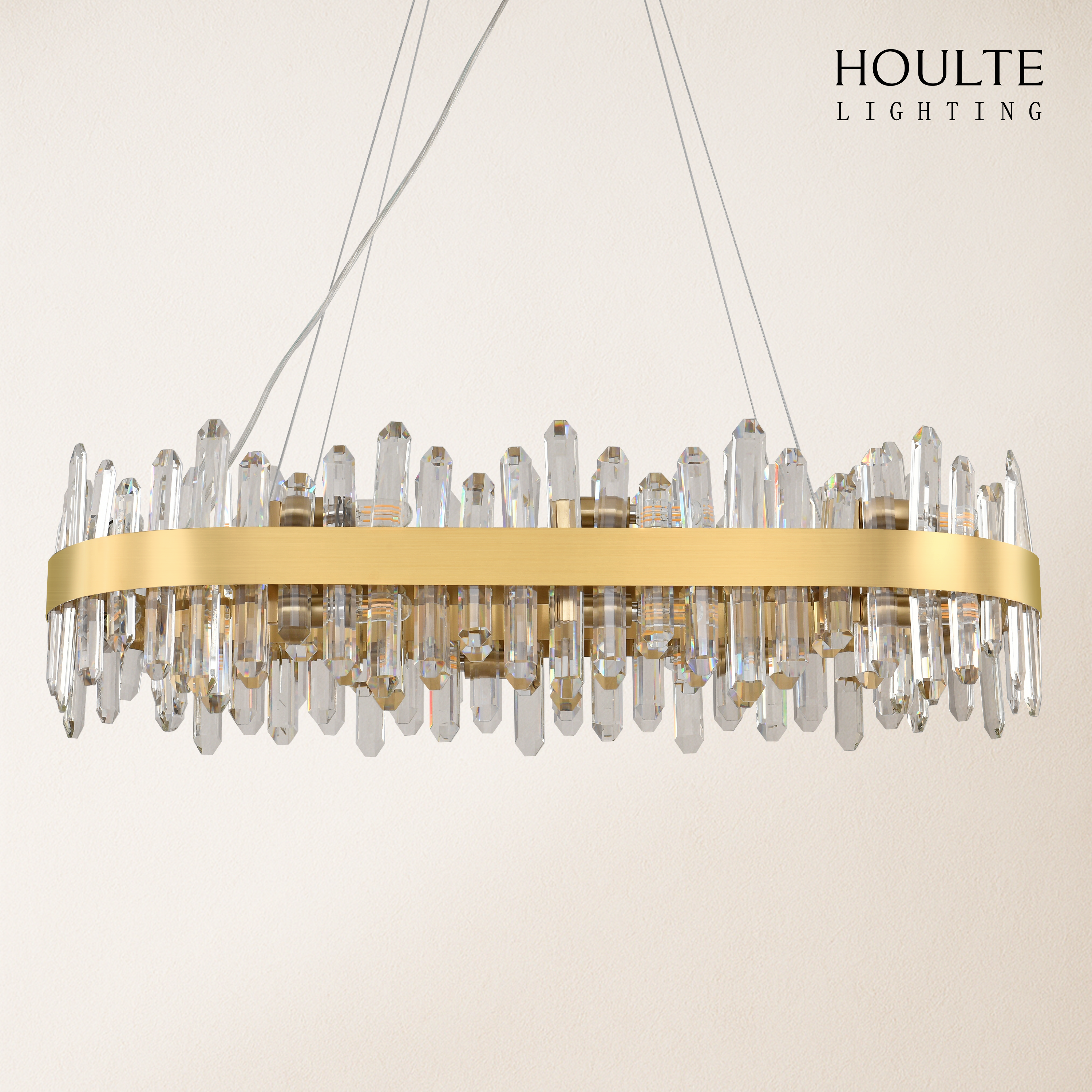 Stellara Crystal Strip Oval Halo Chandelier 36"