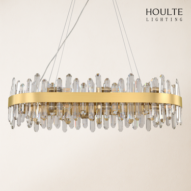 Stellara Crystal Strip Oval Halo Chandelier 36"