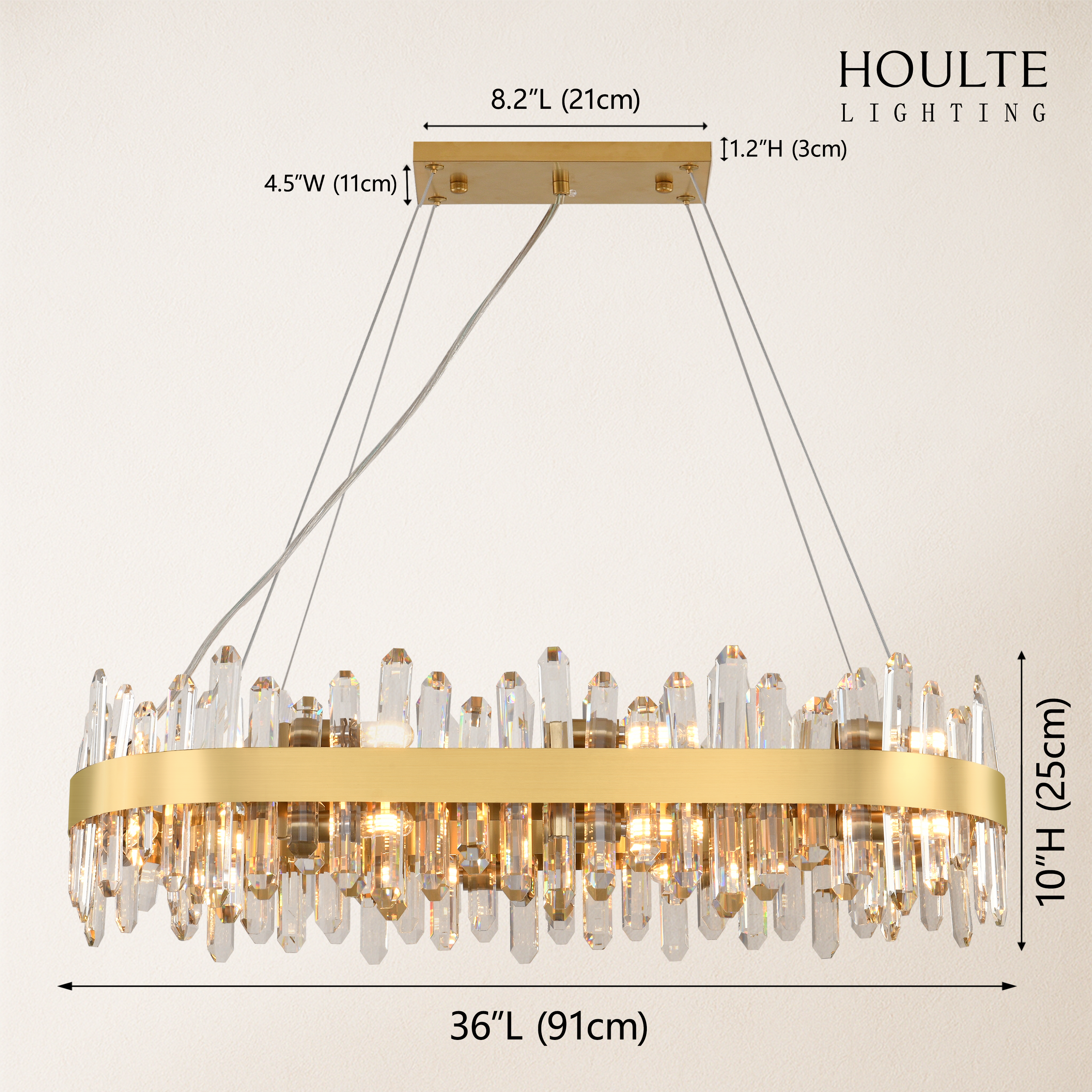 Stellara Crystal Strip Oval Halo Chandelier 36"