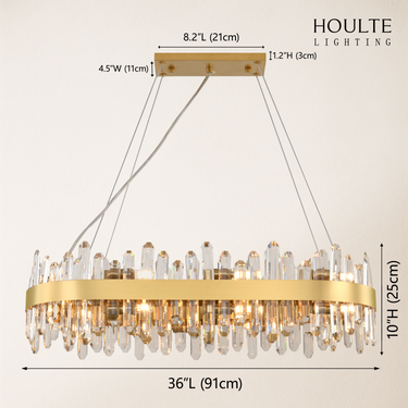 Stellara Crystal Strip Oval Halo Chandelier 36"
