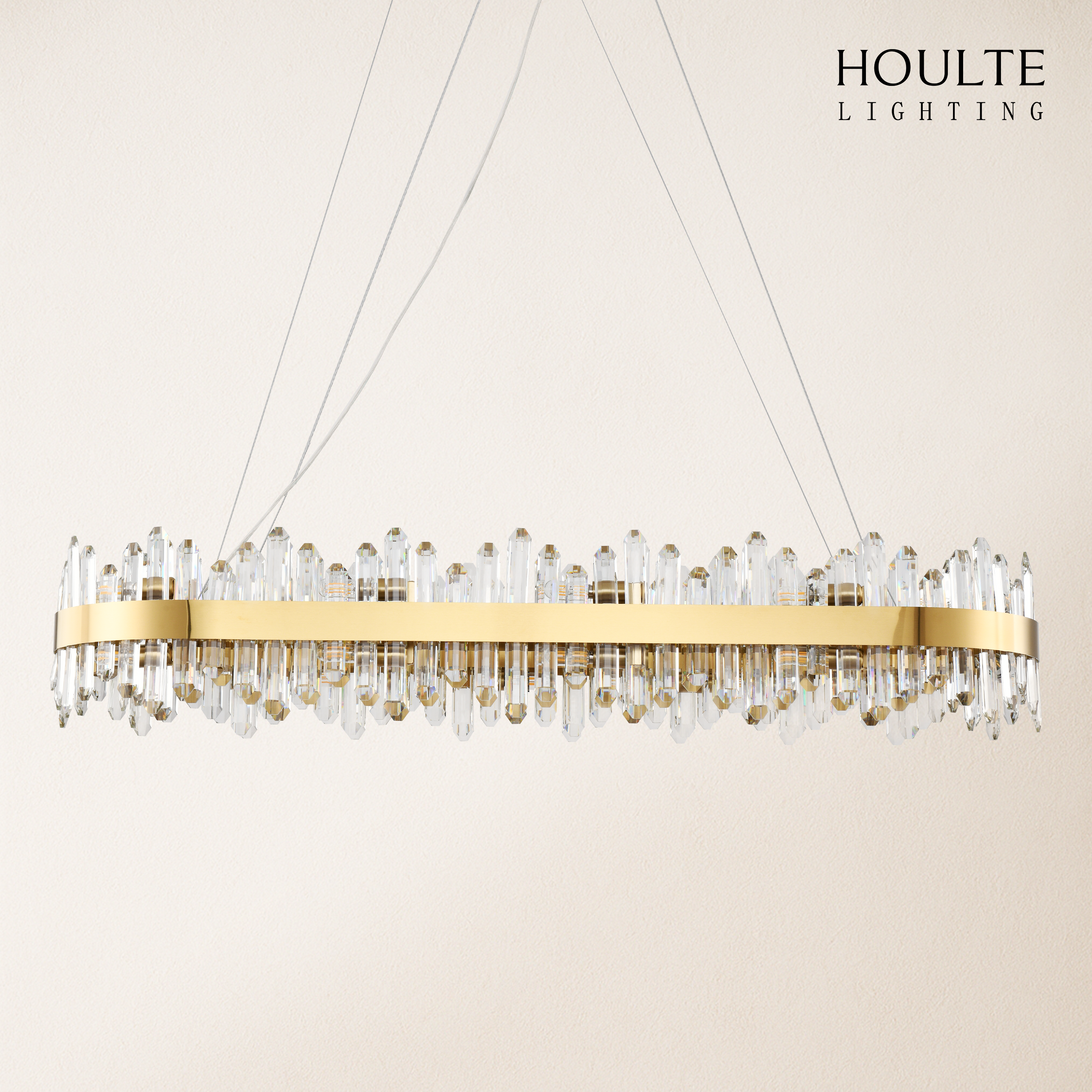 Stellara Crystal Strip Oval Halo Chandelier 52"