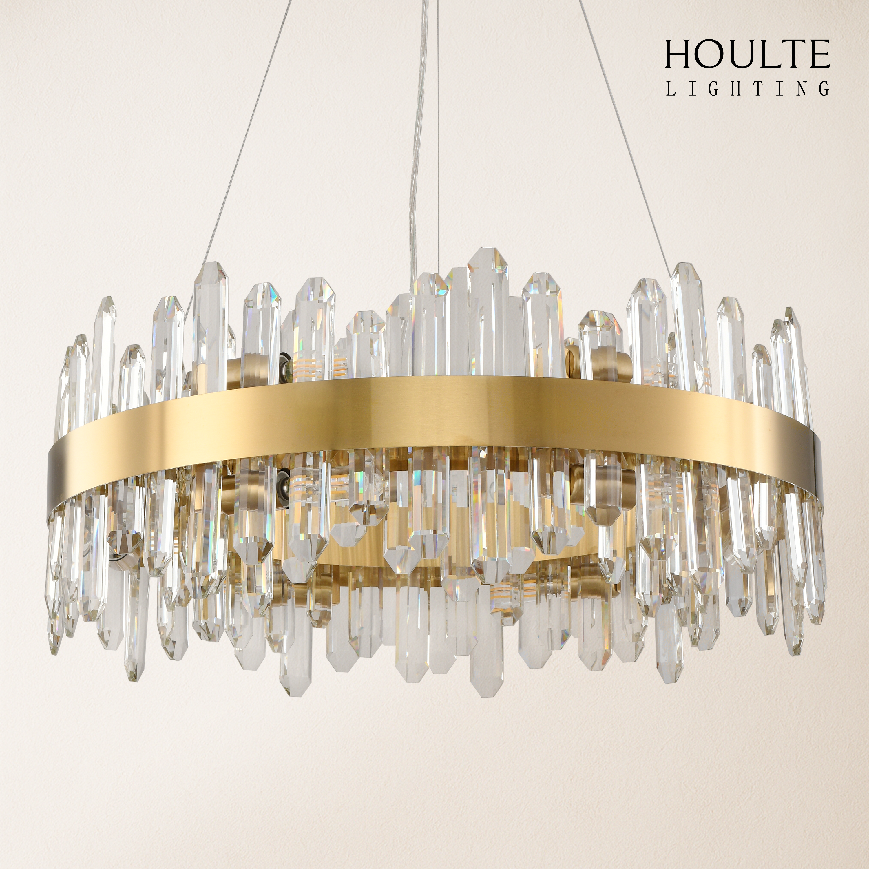 Stellara Crystal Strip Round Halo Chandelier 24"D