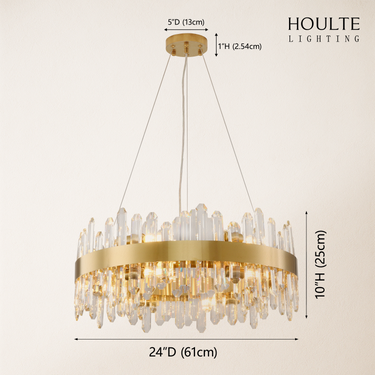 Stellara Crystal Strip Round Halo Chandelier 24"D