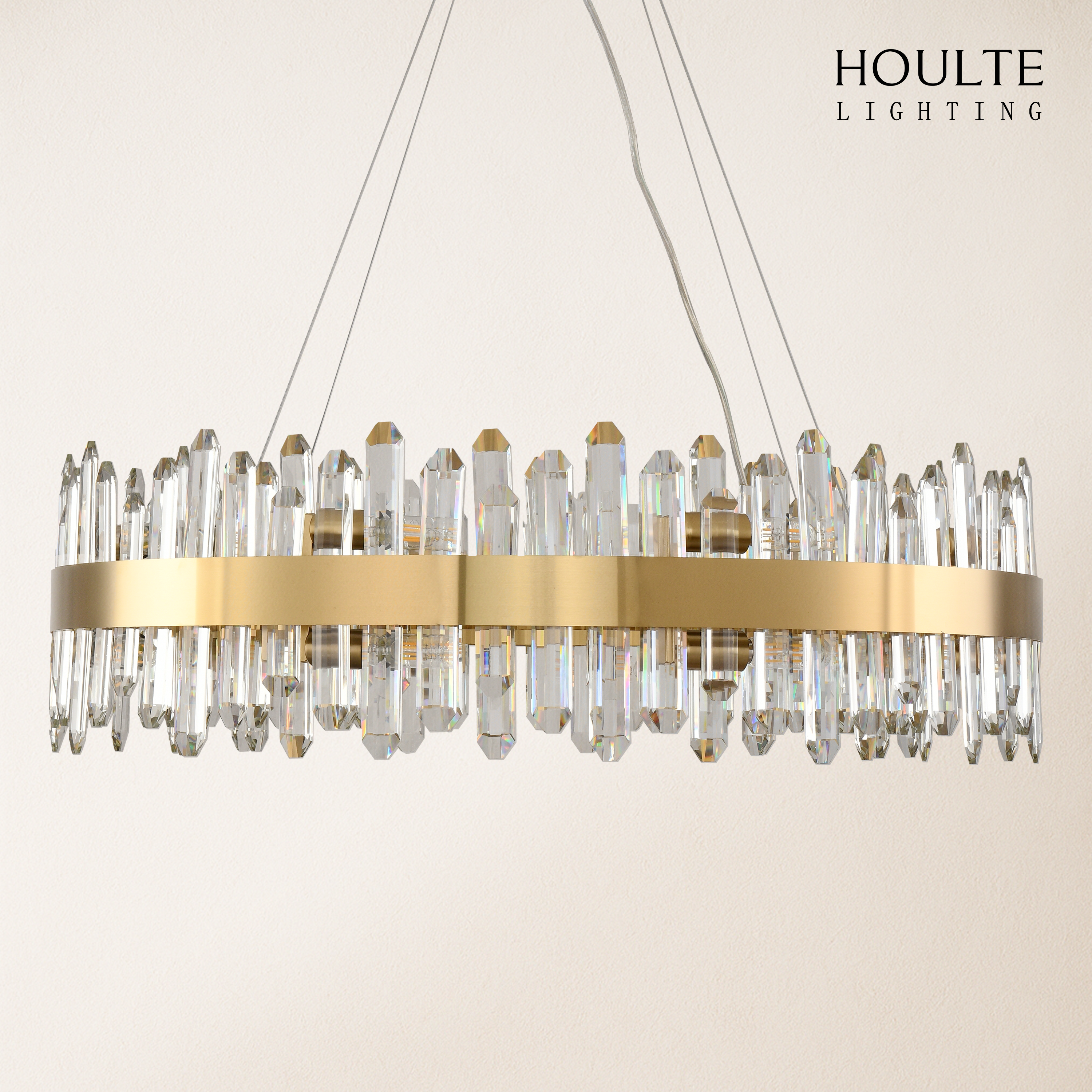 Stellara Crystal Strip Round Halo Chandelier 32"D