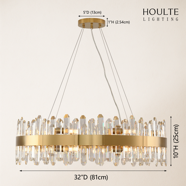 Stellara Crystal Strip Round Halo Chandelier 32"D
