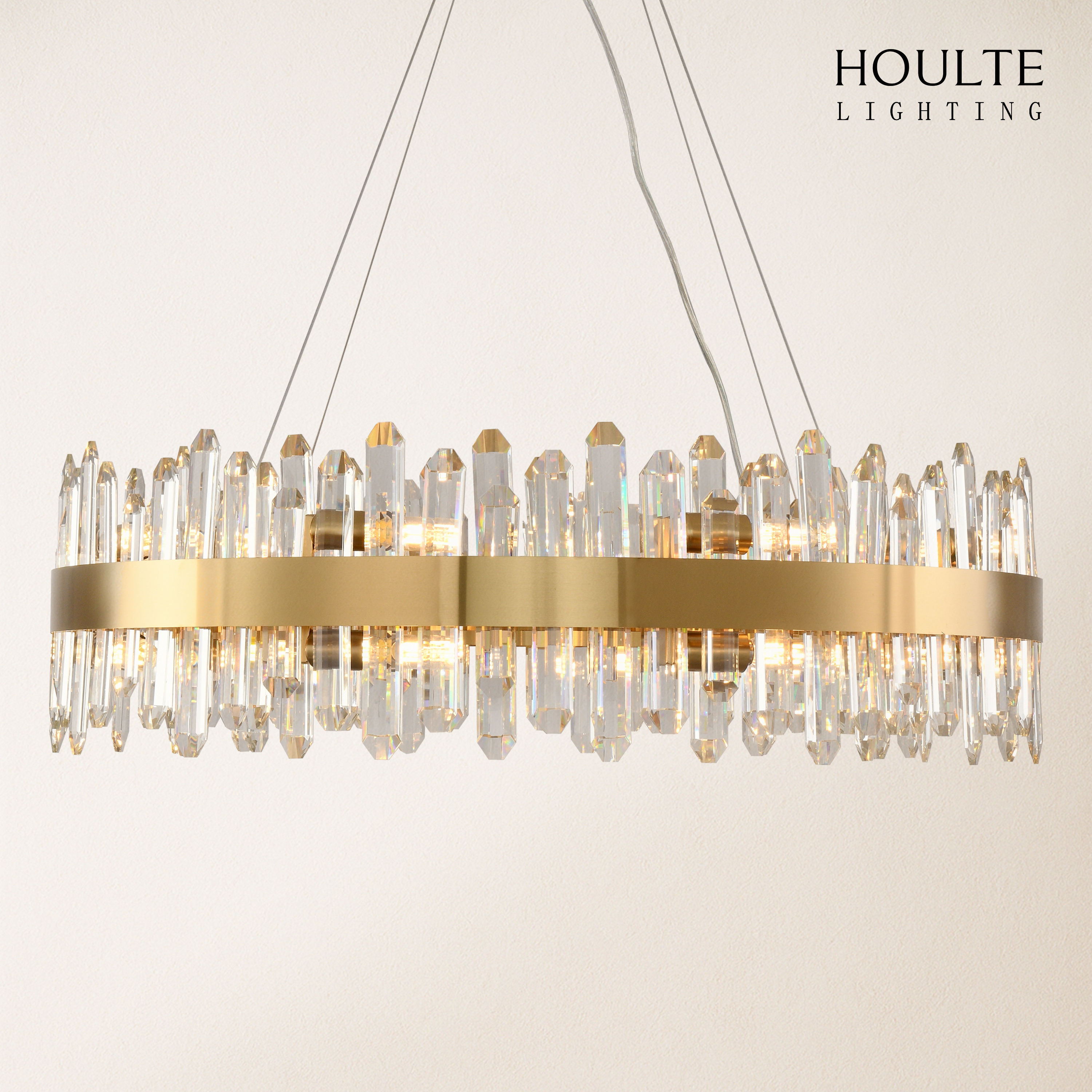 Stellara Crystal Strip Round Halo Chandelier 32"D
