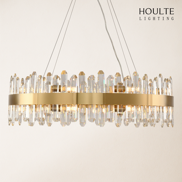 Stellara Crystal Strip Round Halo Chandelier 32"D