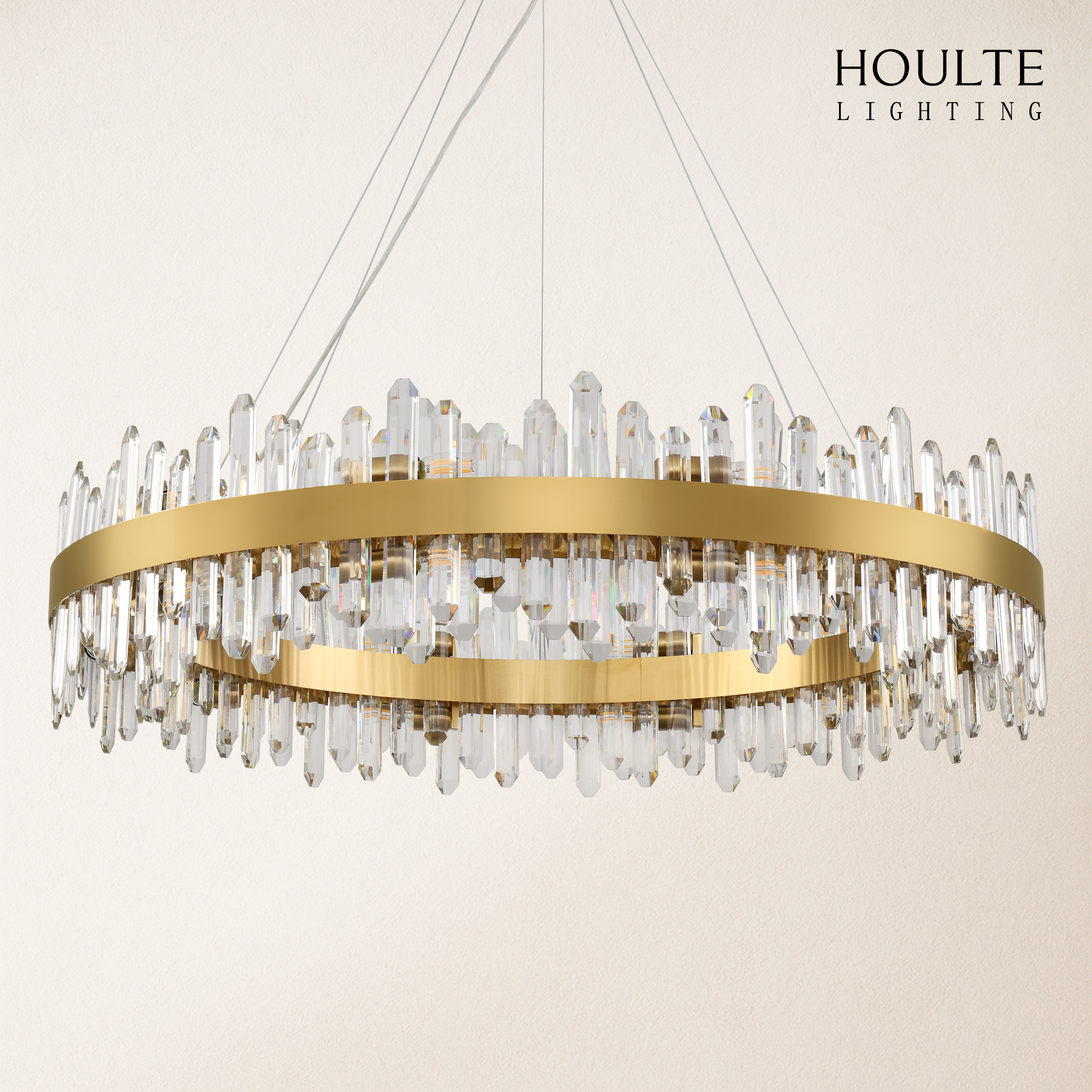 Stellara Crystal Strip Round Halo Chandelier 40"D
