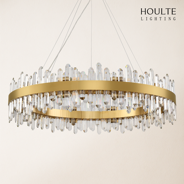 Stellara Crystal Strip Round Halo Chandelier 40"D
