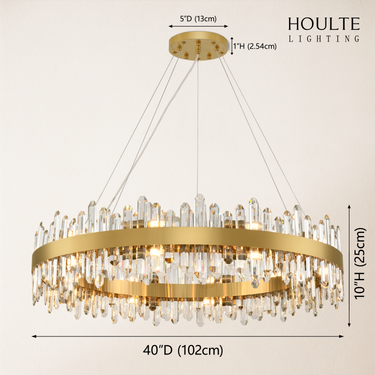 Stellara Crystal Strip Round Halo Chandelier 40"D