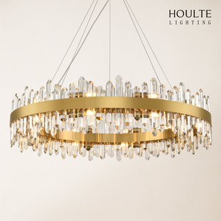 Stellara Crystal Strip Round Halo Chandelier 40"D