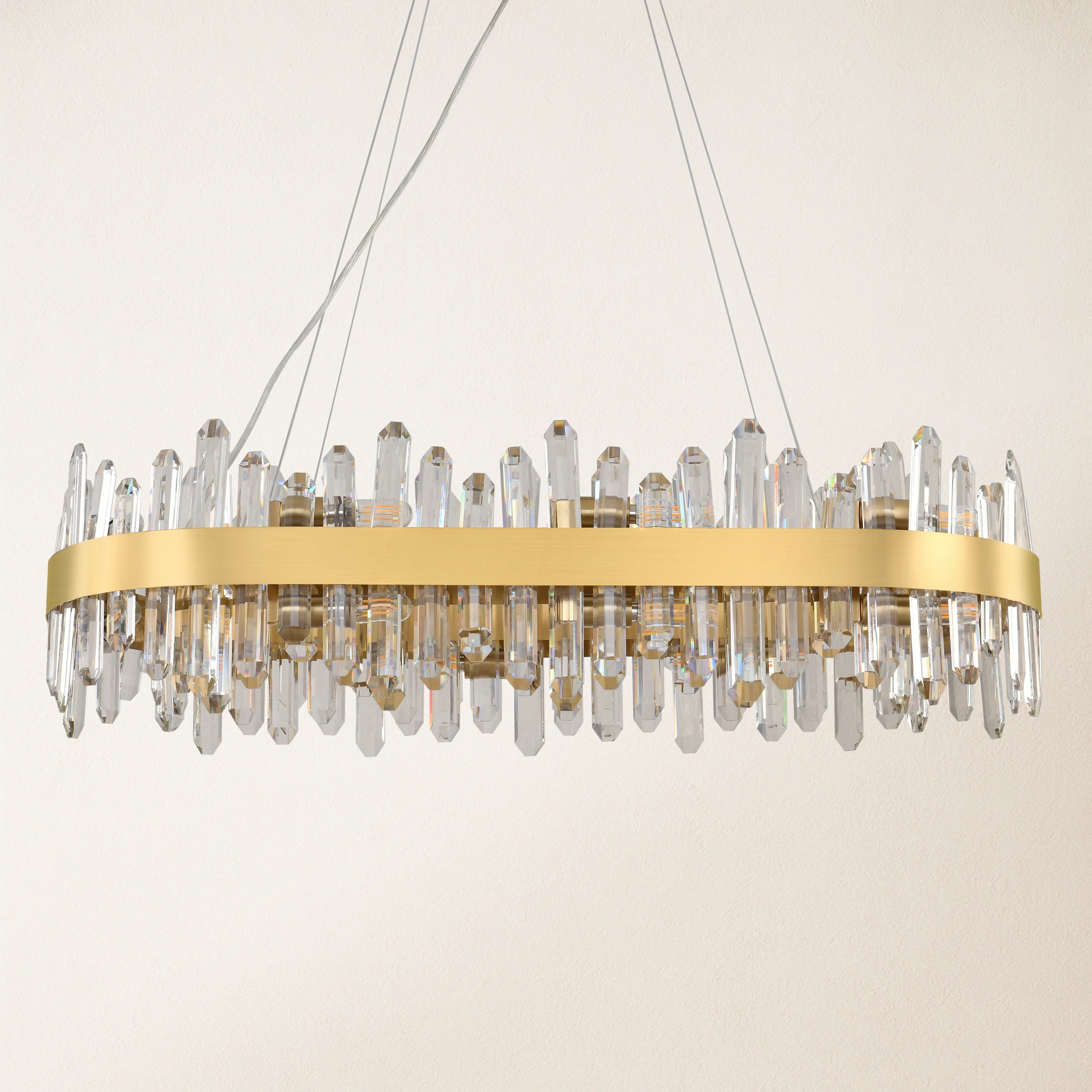 Stellara Crystal Strip Oval Chandelier 36"