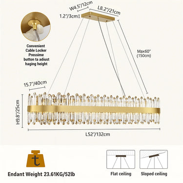Stellara Crystal Strip Oval Chandelier 52"