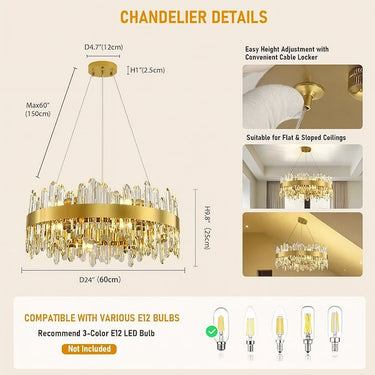 Stellara Crystal Strip Round Chandelier 24"D