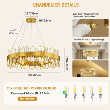 Stellara Crystal Strip Round Chandelier 32"D