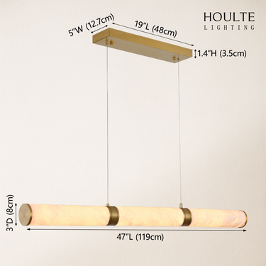 Sylvia Alabaster Rectangular Chandelier 47"
