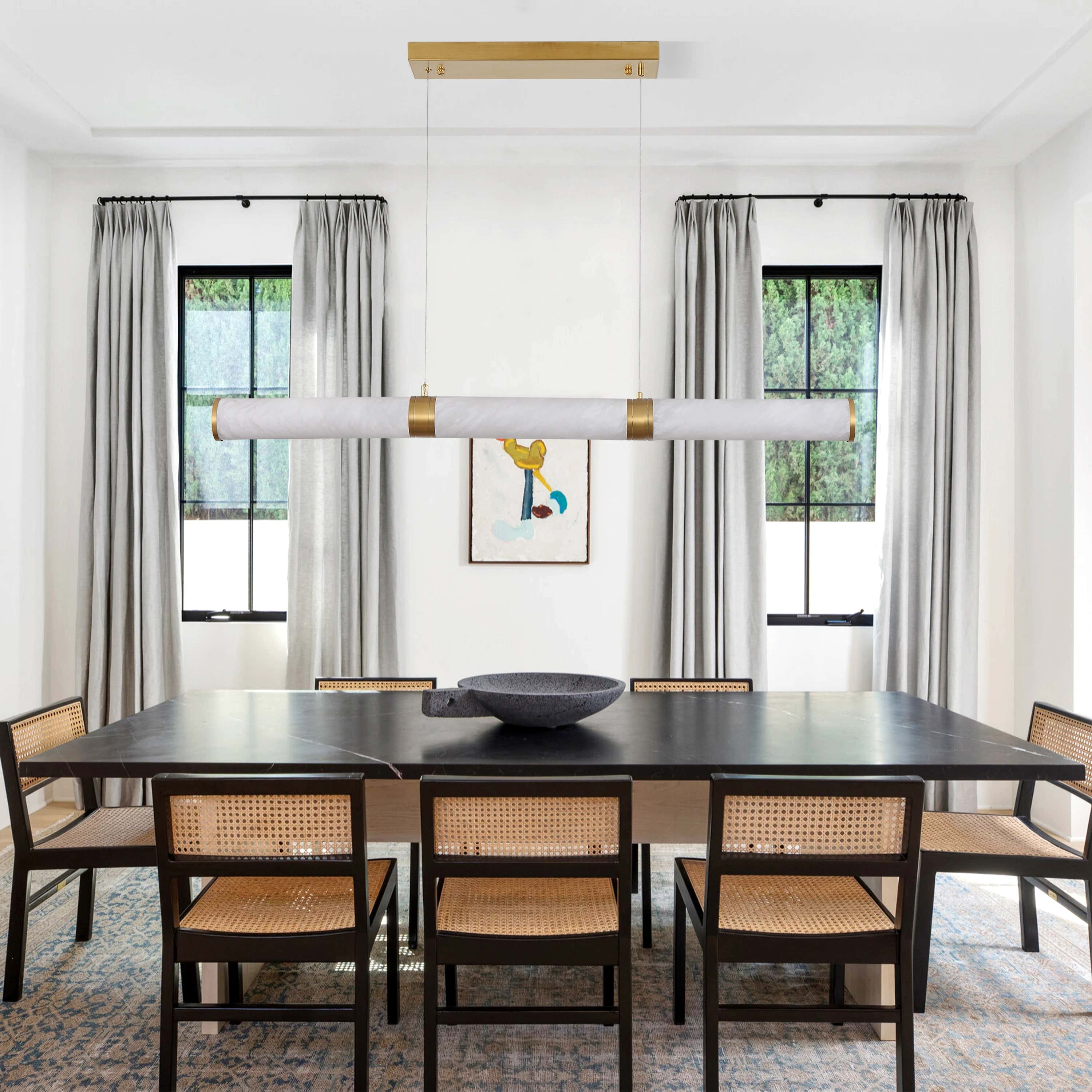 Sylvia Alabaster Linear Chandelier 47"#Finish_Gold