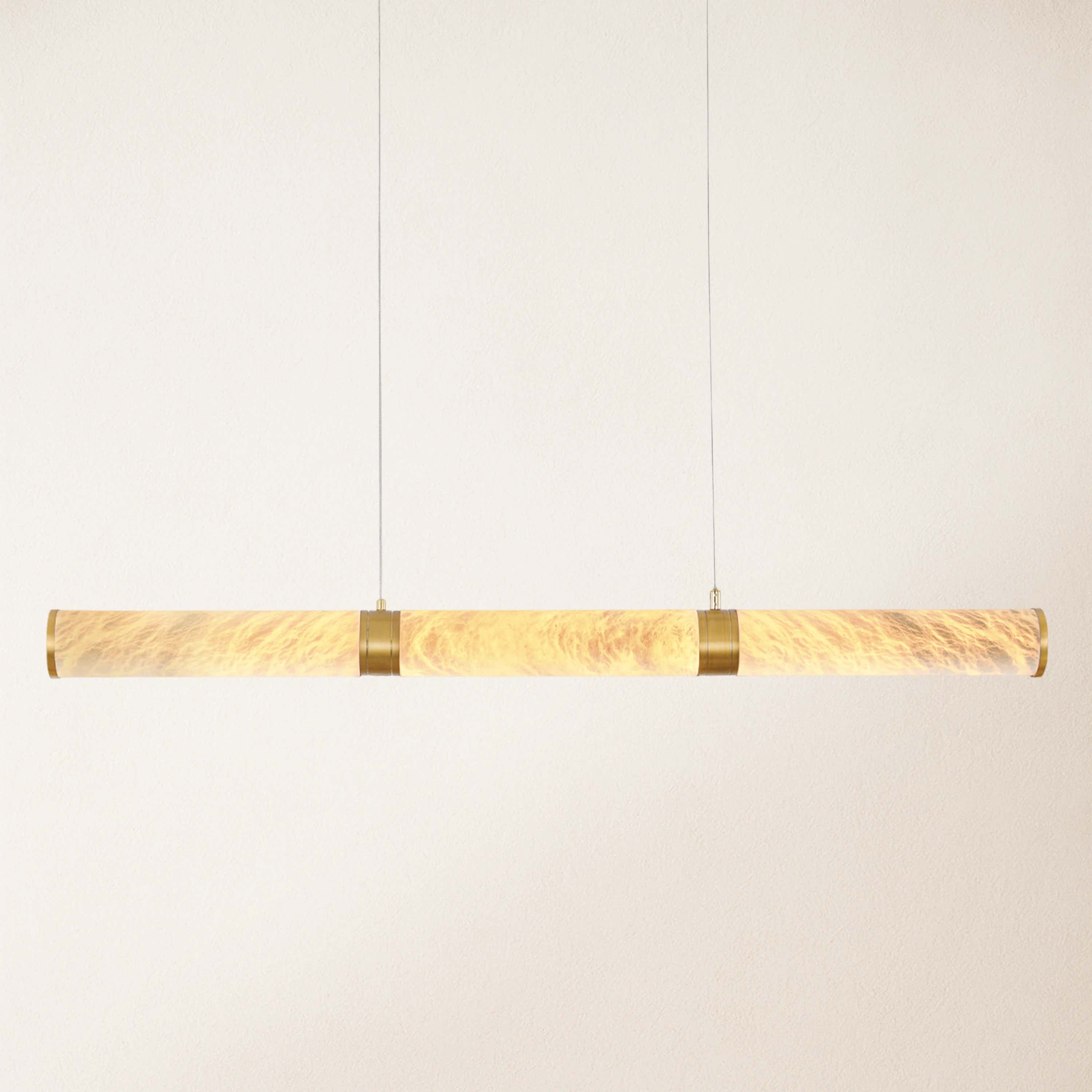 Sylvia Alabaster Linear Chandelier 47"#Finish_Gold