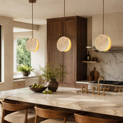 Xaloria Travertine Disc Pendant Light