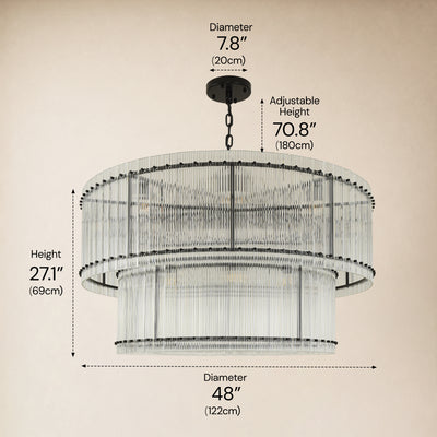 Solvayne Ribbed Glass Tiered Chandelier 48"D
