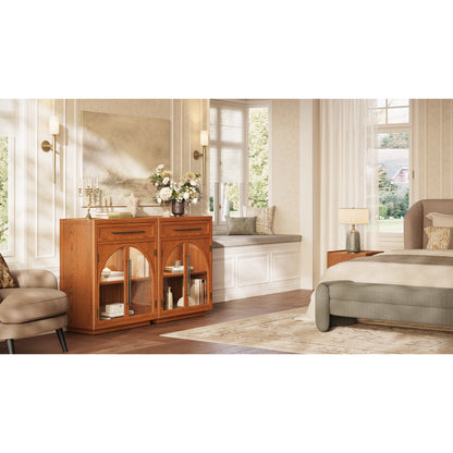 Alvar Arched 62.9" Oak Sideboard with Drawers(Set of 2)