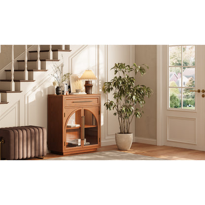 Alvar Arched 32" Oak Storage Cabinet with Drawers