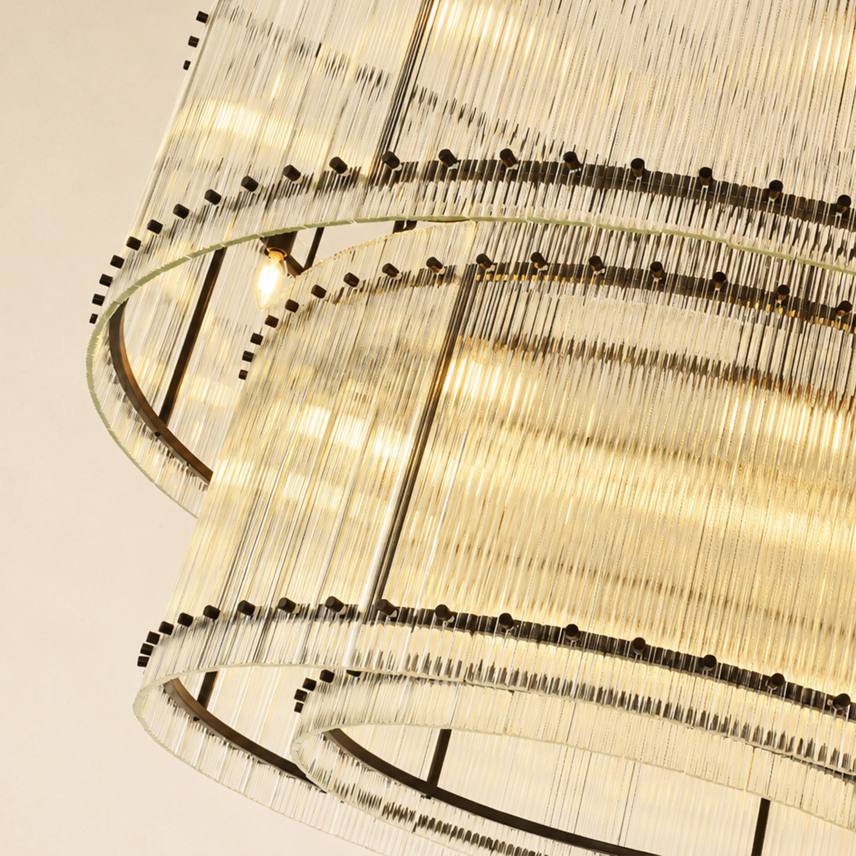 Solvayne Ribbed Glass Tiered Chandelier 48"D