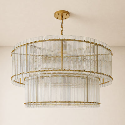 Solvayne Ribbed Glass Tiered Chandelier 48"D