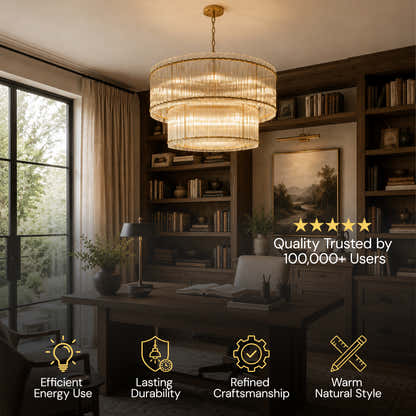 Solvayne Ribbed Glass Tiered Chandelier 48"