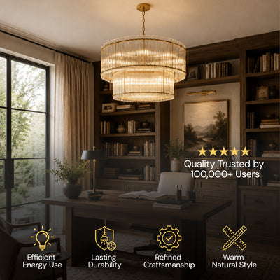 Solvayne Ribbed Glass Tiered Chandelier 48"D