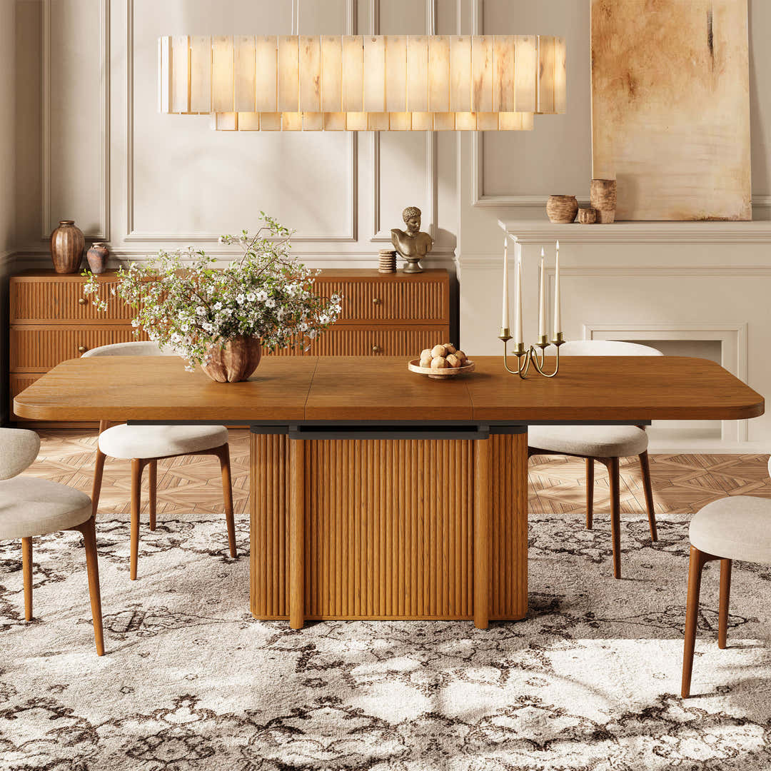 Modern dining room with sintered stone dining table