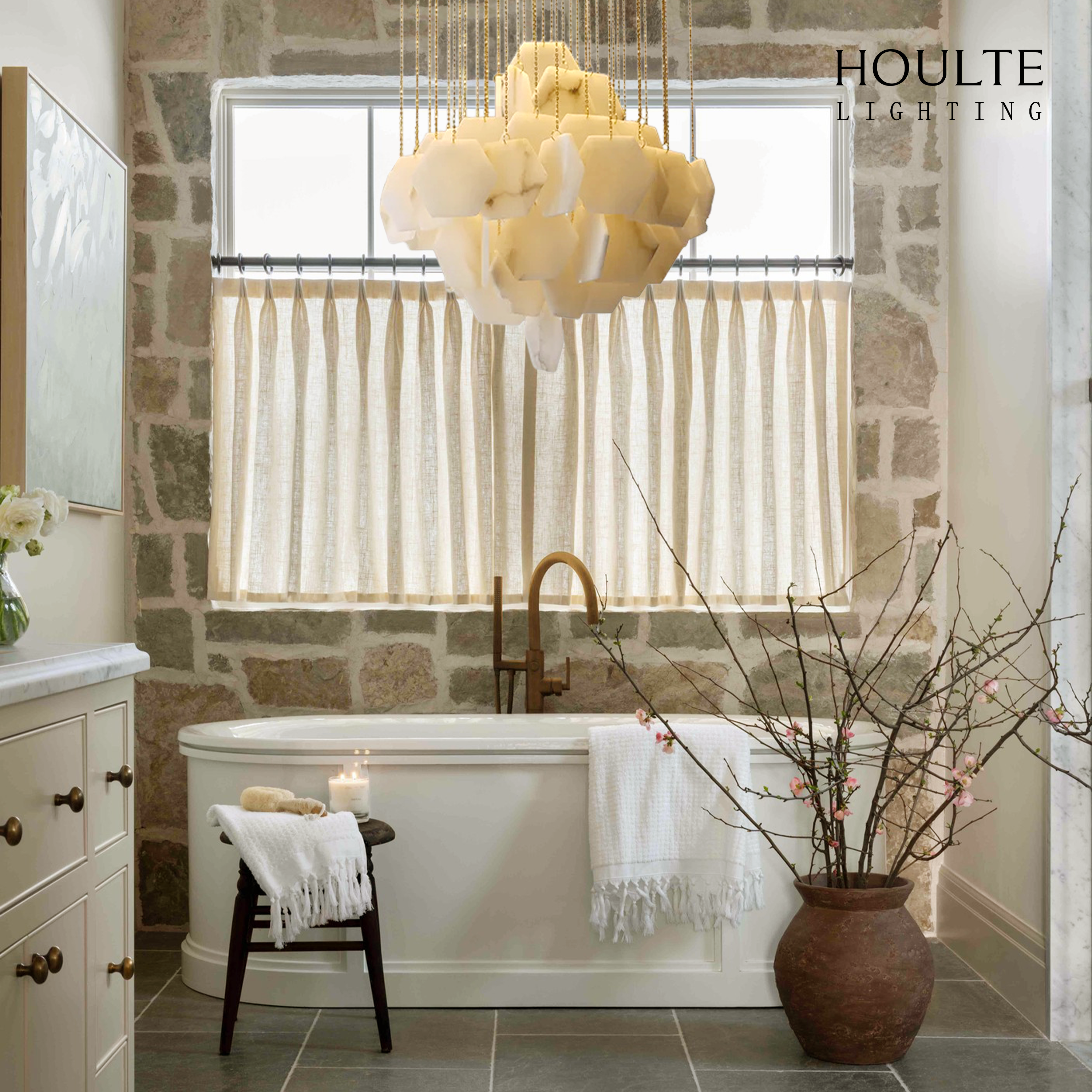 Talan Multi-layer Irregular Alabaster Chandelier 39"D