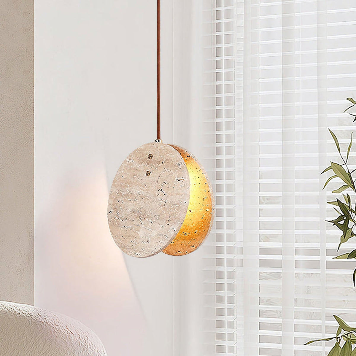 Xaloria Travertine Disc Pendant Light